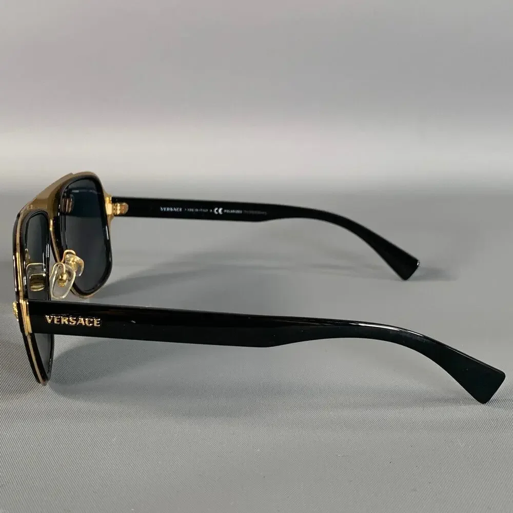 VERSACE Black Gold Solid Sunglasses